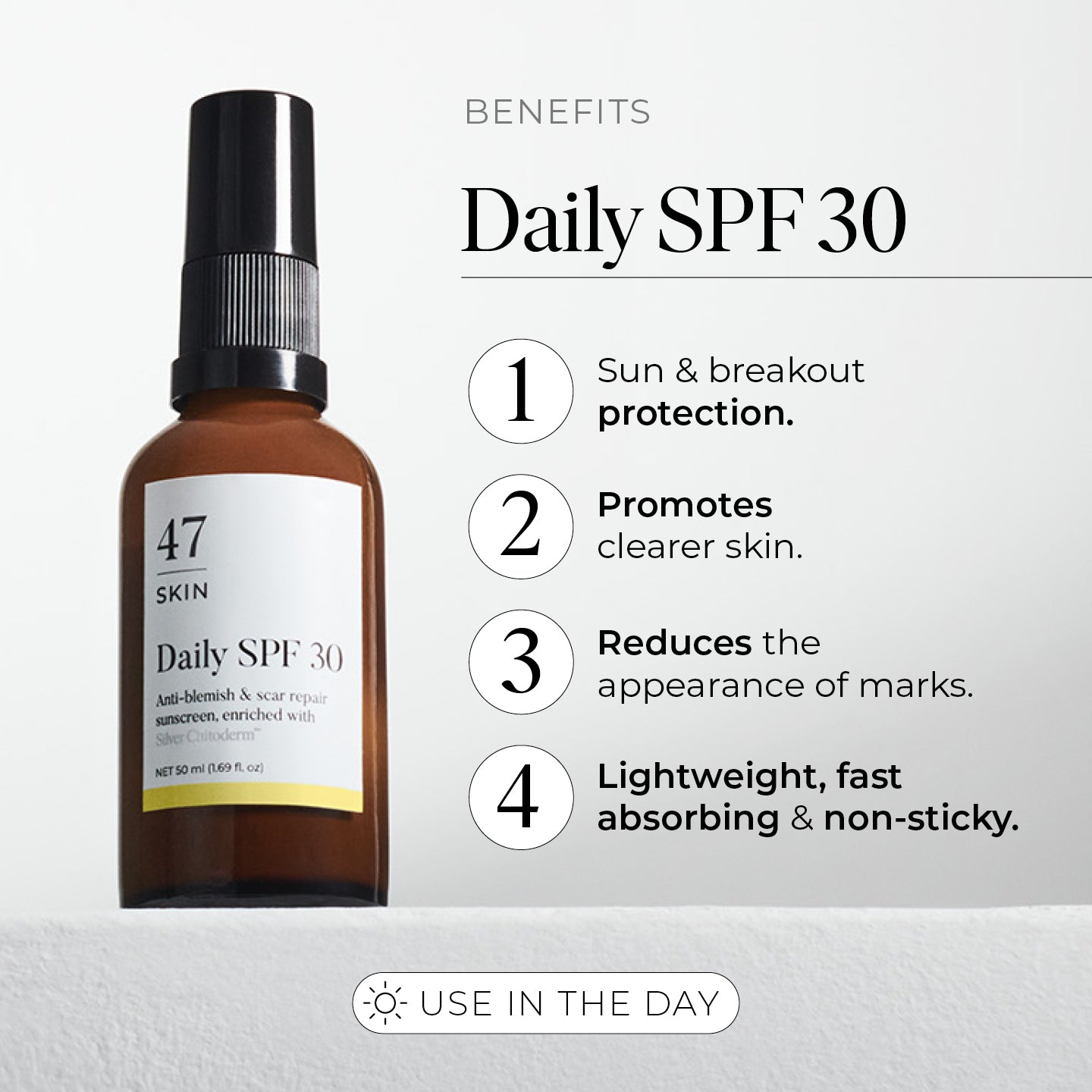 Daily SPF 30, enriched with Silver Chitoderm®